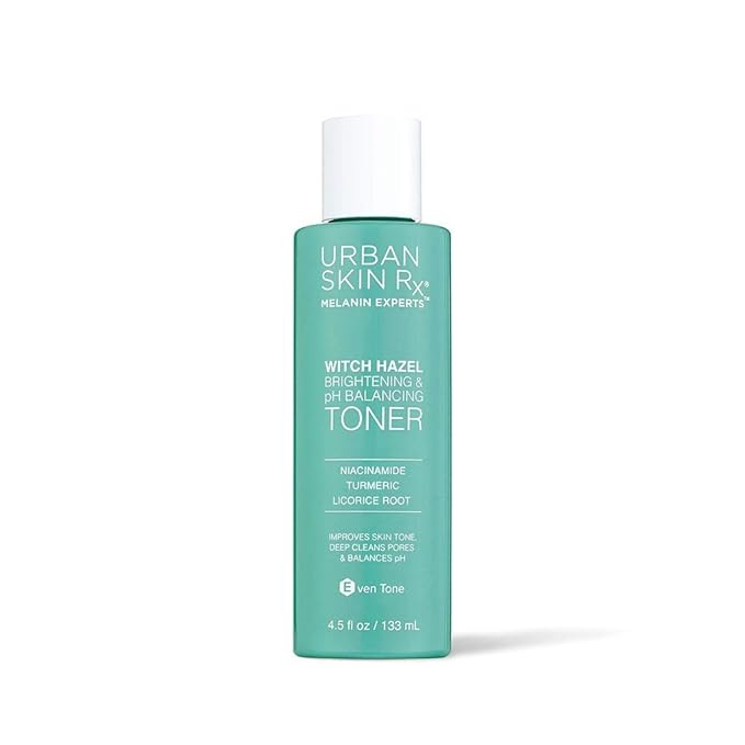 Urban Skin Rx® Witch Hazel Brightening & pH Balancing Toner, Exfoliated & Clarifies Clogged Pores, Improves The Appearance of Uneven Skin Tone, Reduces Redness & Brightens Dull Complexions, 4.5 Fl Oz