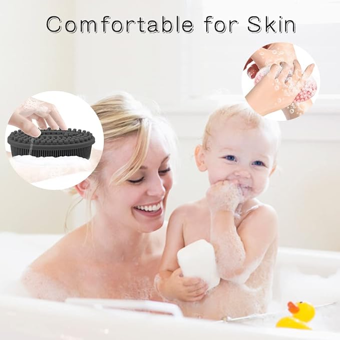 3 Pack Silicone Body Scrubber, Soft Silicone Loofah Exfoliating Body Scrubber, Silicone Body Brush Bath Shower Scrubber for Body, 2 in 1 Bath and Shampoo Wash Brush for Skin Exfoliation Men Women