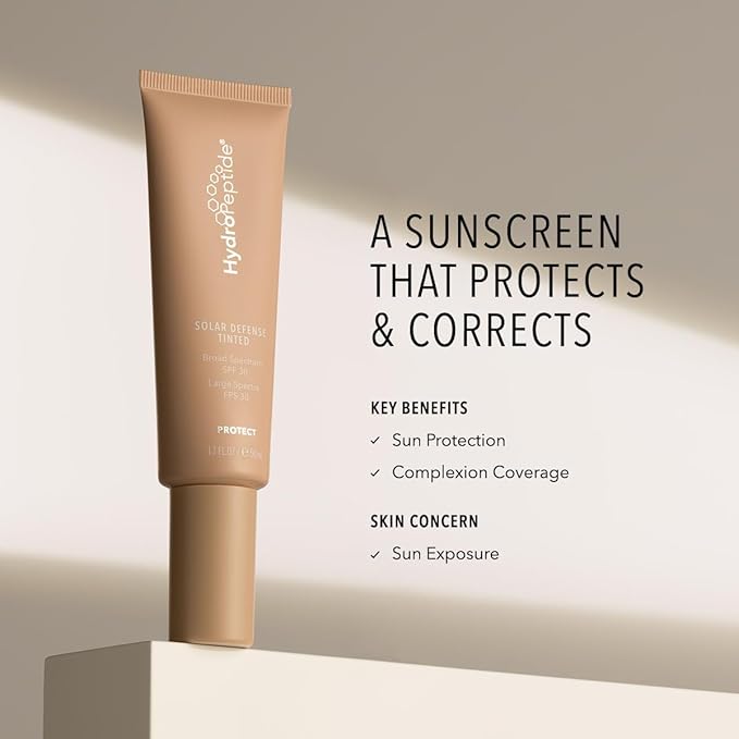 HydroPeptide Solar Defense Tinted Moisturizer with Sunscreen, SPF 30 Face Antioxidant 1.7 Ounce
