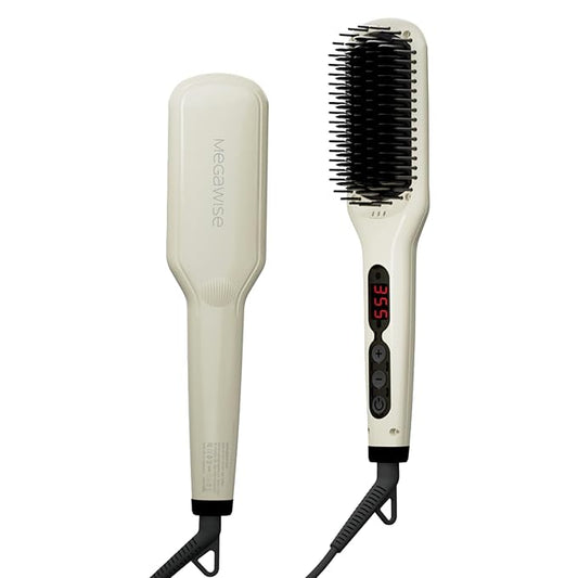 MEGAWISE Hair Straightener Brush Series (Pearl White)