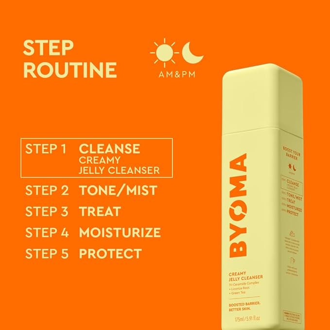 BYOMA Creamy Jelly Cleanser - Hydrating Facial Cleanser for Skin Barrier Repair -Tri-Ceramide Face Wash for Sensitive Skin & All Skin Types - Gently Removes Makeup & Excess Oil - 5.91 fl oz