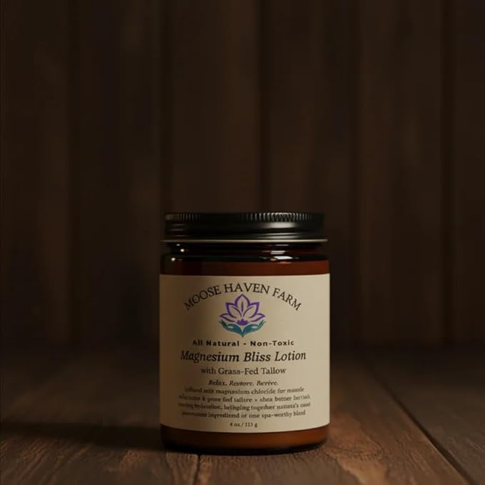 Magnesium Bliss Lotion – Magnesium Muscle Relief Lotion with Grass-Fed Tallow, Castor Oil & Shea Butter – Natural Hydrating Magnesium Cream for Sleep, Relaxation & Daily Skincare