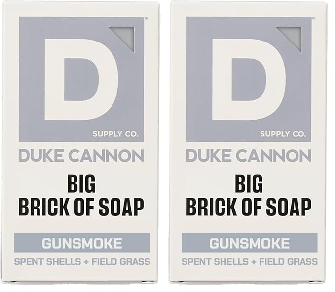 Duke Cannon Supply Co. Extra Large Bar Soap - Men's Natural Bar Soap with a Masculine Scent - Spent Shells + Field Grass - Body Soap for Men - All Skin Types - Big Brick of Soap - Gun Smoke (10 oz)