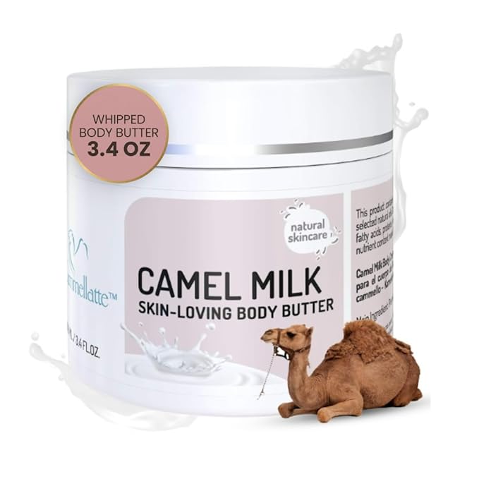 CAMMELLATTE Camel Milk Body Butter | Firming Moisturizer | for Crepey, Dry Skin, Wrinkles & Uneven Texture | Natural Bioactive Anti-Aging Renewal Cream 3.4 oz