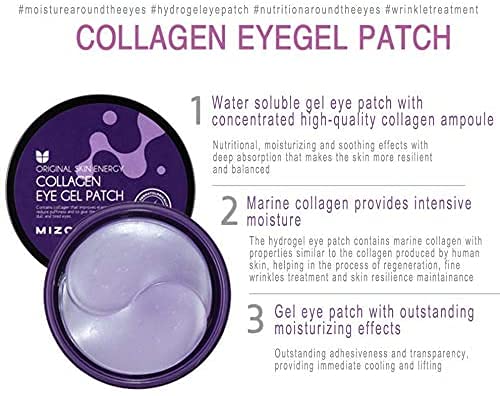 MIZON Marine Collagen Eye Gel Patch with Hydrolyzed Collagen, Caviar, and Chamomile for Firming, Nourishment, and Wrinkle Care- Korean Eye Mask– 60pcs – Stocking Stuffers