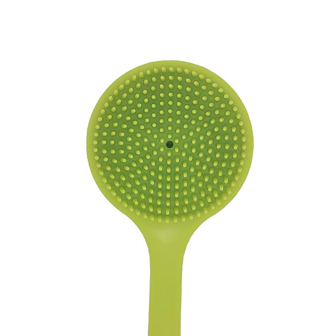 DNC Silicone Back Scrubber for Shower Soft Bath Body Brush with Long Handle (Green)