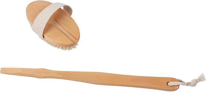 Juvale Dry Brushing Body Brush - Versatile Dry & Shower Brush - Long-Handle Back Scrubber - Bath Scrubber with Removable Handle - Pack of 2, 16.9 in