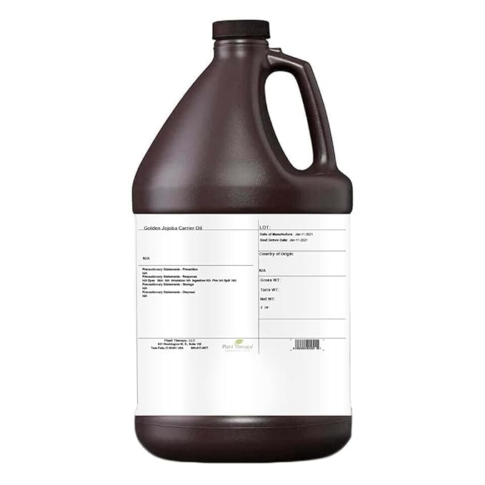 Plant Therapy Jojoba Golden Carrier Oil 1 Gallon 100% Pure, Cold-Pressed, Natural and GMO-Free Moisturizer and Carrier Oil for Essential Oils