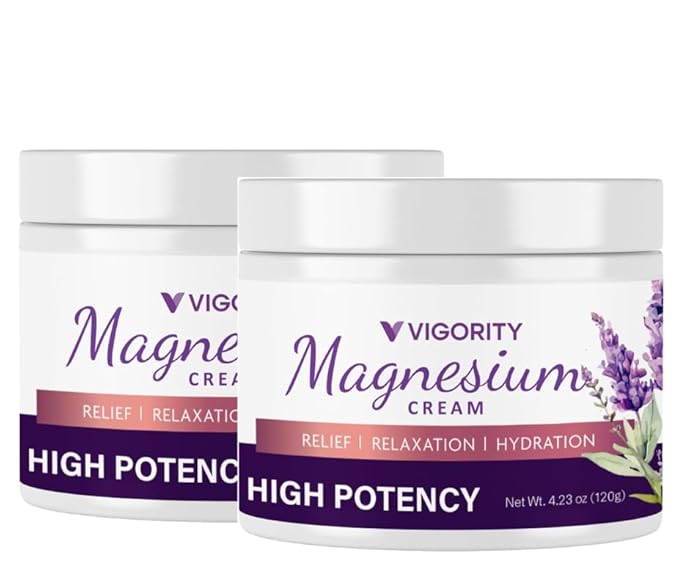 Vigority Magnesium Cream for Sleep: Magnesium Lotion for Leg Cramps - Soothing Magnesium with Lavender, Vitamin E and Shea Butter - Safe for Kids & Pregnant Individuals