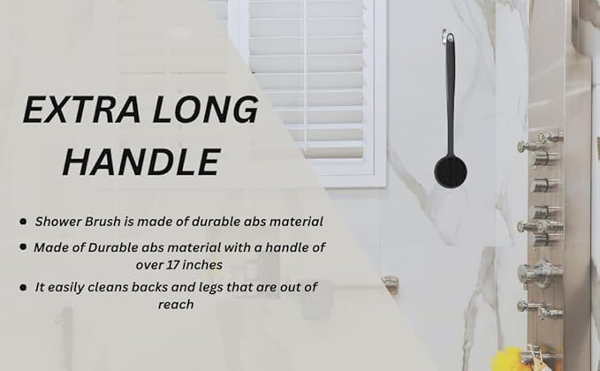 ARK Silicone Scrubber for Shower, 17 in Lengthened Long Handle Body Brush, Double Sided deep Cleaning & Massaging Shower Scrubber, Rich Foam Producer for Men & Women.