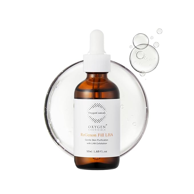 OxygenCeuticals ReGenon Fill LHA – Gentle LHA Exfoliating Serum with 0.7% Capryloyl Salicylic Acid & Idebenone, Brightening & Antioxidant Peel for Sensitive Skin. 1.69 fl.oz (50ml)
