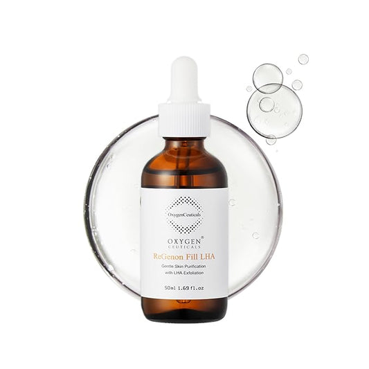 OxygenCeuticals ReGenon Fill LHA – Gentle LHA Exfoliating Serum with 0.7% Capryloyl Salicylic Acid & Idebenone, Brightening & Antioxidant Peel for Sensitive Skin. 1.69 fl.oz (50ml)