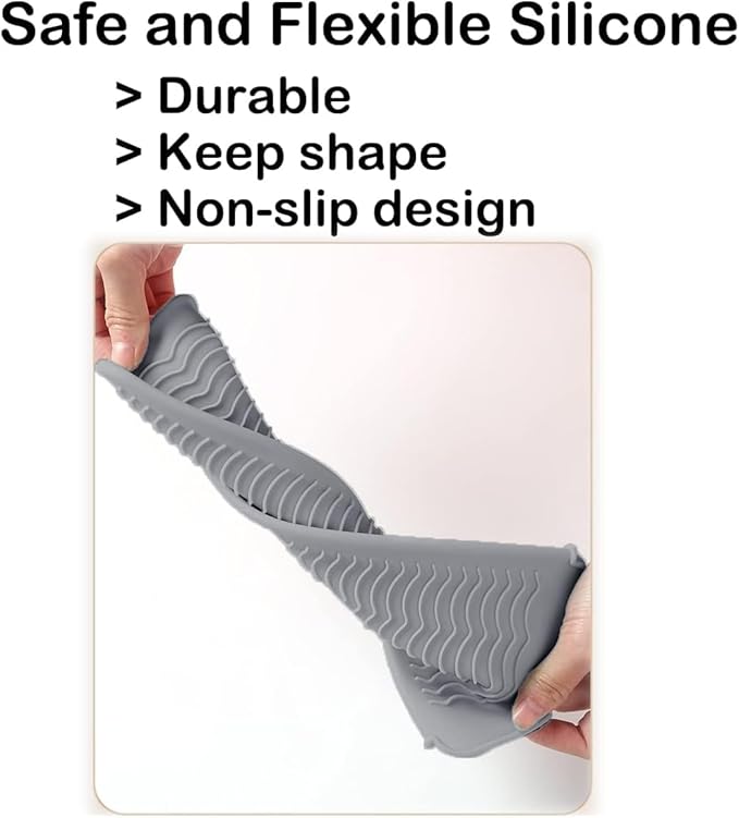 2 Pcs Professional Silicone Heat Resistant Mat Pouch for Curling Iron, Flat Iron and Other Hot Tools, Portable Travel Mat and Cover for Hair Styling Tools with Hanging Hole (2PCS Grey)