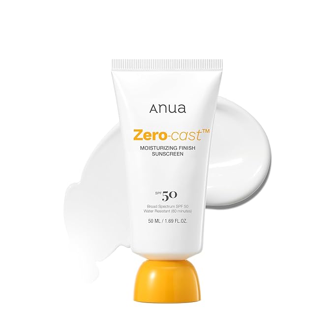 Anua Zero-Cast Moisturizing Finish Sunscreen,SPF 50, Glow Natural Sunscreen,No White Cast, Hyaluronic Acid, Niacinamide Sun Block For face,Oil-Free, Oxybenzone Free, Travel Essential (50ml/1.69fl.oz)