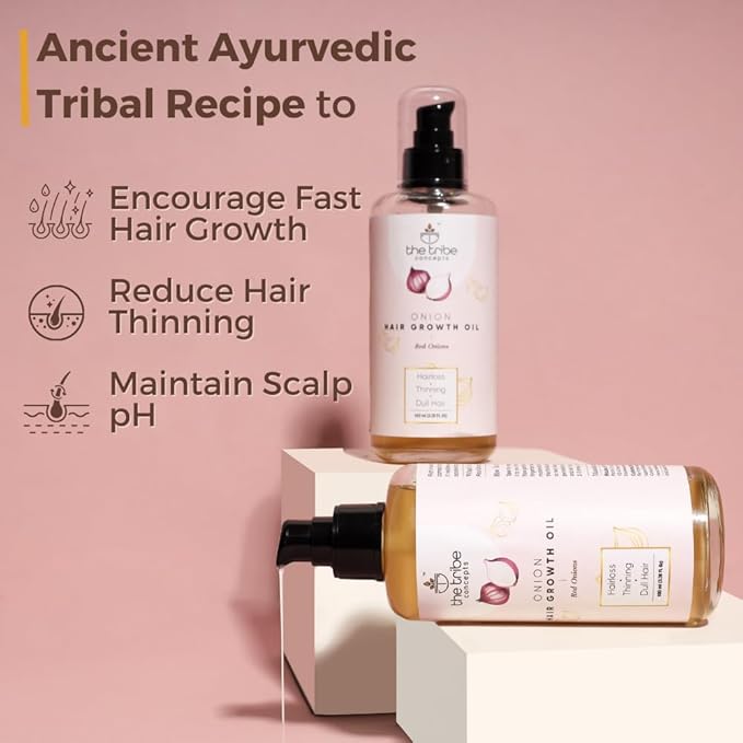 The Tribe Concepts Onion Hair Oil For Hair Growth Hair Fall Control With Almond And Coconut Oil, 100 ml Pack of 1 Clear