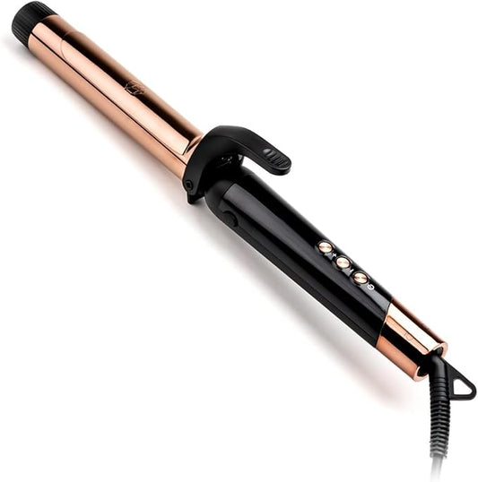 SRILabs CurlQ Curling Iron with 1.25 inch Extra Long Titanium Barrel, Ceramic Paddle Brush, and Thermal Brush with Rapid Heat Up, 12-Temperature Settings, and 360 Degrees Swivel Cord