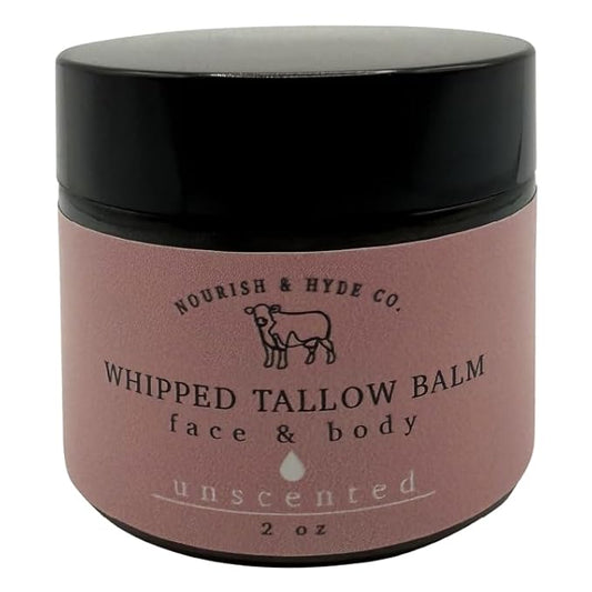 Nourish & Hyde Co. 100% Grass-Fed Tallow Whipped Balm & Lotion – 2 oz | Moisturizer for Face & Body | Beef Tallow for Skin | No Seed Oils, Handcrafted in USA