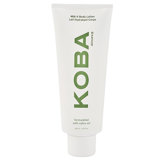 KOBA Milk It Body Lotion - Hydrating Moisturizer for Women & Men - Hydrating - Normal to Dry Skin - Woody, Floral, & Musk Fragrance - Natural - Shea Butter - Safou Oil - Vitamin C - Vegan (6.8 Fl Oz)