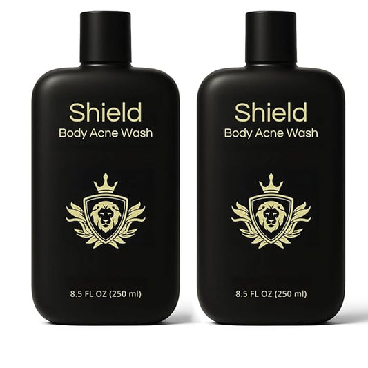 Shield Body Acne Wash for Men and Boys – Unscented Back & Chest Cleanser, Clears Acne & Breakouts, 8.5 oz, Pack of 2