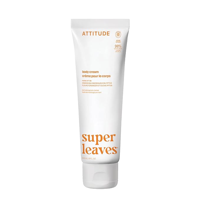 ATTITUDE Body Cream, EWG Verified Moisturizer, Vegan Moisturizing Products For Dry Skin, Dermatologically Tested, Orange Leaves, 8 Fl Oz