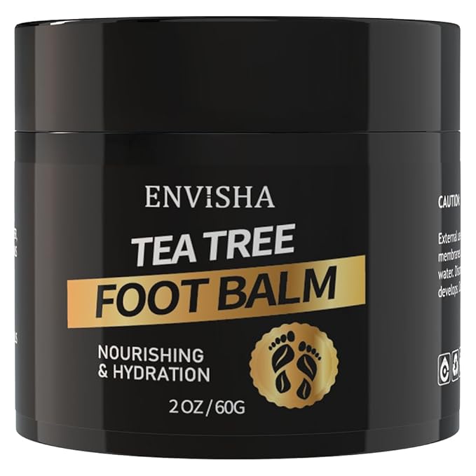 ENVISHA Tea Tree Oil Foot Balm for Cracked Heels - Extra Strength Moisturizing Cream for Dry Feet, Hands, Elbows and Knees - Softens Rough Skin, 2 oz
