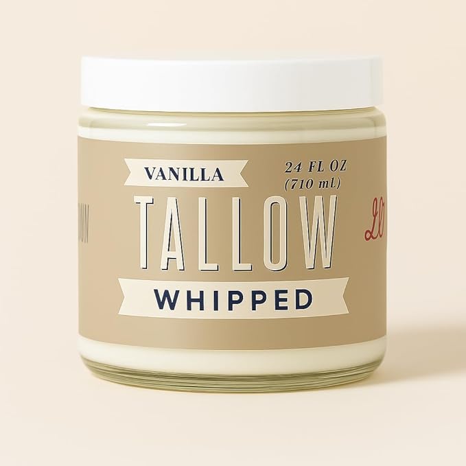 Whipped Tallow 24oz - All Natural Face Cream + Whole Body Moisturizer for Dry Skin - Made With Scented Oil Blend - No Preservatives, Parabens or Seed Oils - USA Made (Vanilla)