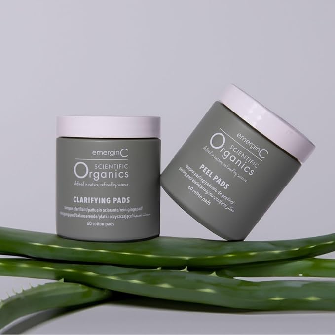 emerginC Scientific Organics At-Home Facial Peel + Clarifying Kit - Exfoliating Facial Peel Pads to Help Minimize the Appearance of Fine Lines, Wrinkles + Large Pores (60 Treatments)