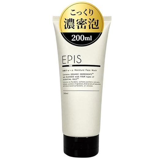 EPIS Facial Cleansing Foam, Organic 6.8 fl oz (200 ml), Large Capacity, Dark Foam, Additive-Free, Natural Citrus Scent