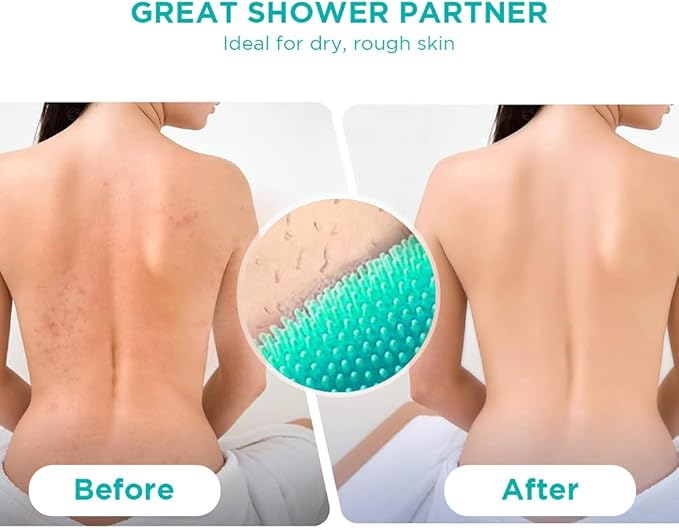 Silicone Body and Foot Cleaning Brush Set- Shower Foot Scrubber,Easy Feet Cleaning Brush,with Soft Silicone Bristles and Non-Slip Suction Cups