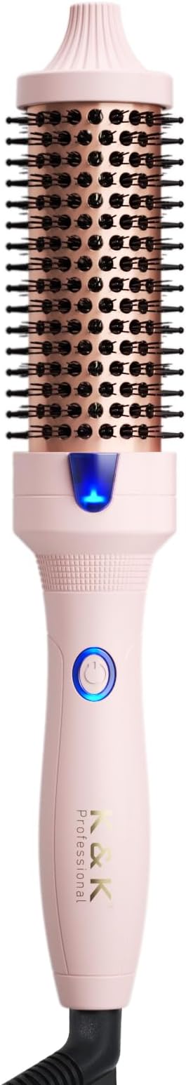 K&K 1.5 Inch Ceramic Tourmaline Ionic Curling Brush Volumizer - Hot Brush Creates Root Volume & Loose Curls, Volume Curls, Hair Styling Tool