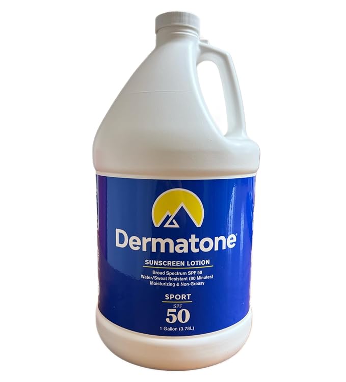 Dermatone Sport SPF 50 Sunscreen Lotion Gallon w/Pump | Oxybenzone & Octinoxate Free | Water Resistant 80 Min. | For Body & Face | Broad Spectrum UVA/UVB Protection | 1 Gallon Jug (128oz)