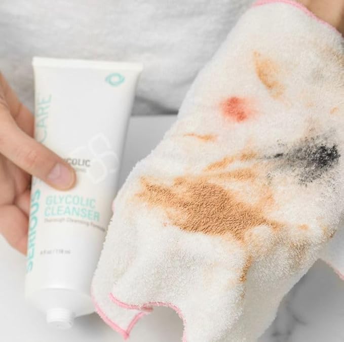 Serious Skincare Glycolic Acid Cleanser, Exfoliating Face Wash,10% Glycolic Acid, Deep Pore Purifying, Removes Makeup, Oil, and Impurities, Shave Prep, Anti-Aging for Women & Men 12 Oz & 4 Oz