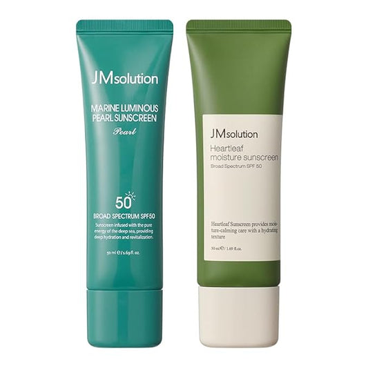 JMsolution Sunscreen Bundle SPF50 -Marine Luminous Pearl +Heart Leaf Sunscreen Made in USA