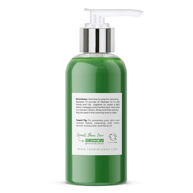 Teami Facial Cleanser with Salicylic Acid, Aloe, Matcha & Sea Kelp - Gentle Organic Acne Face Wash for Makeup Removal - Our Best Hydrating Facial Skin Care for Women of All Skin Types (4oz)