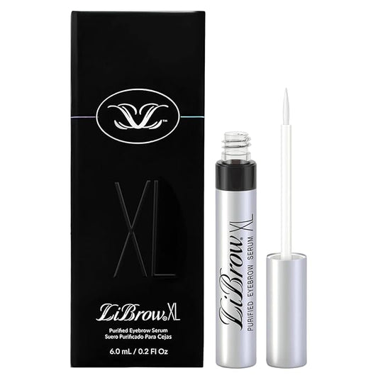 LiBrow Purified Eyebrow Serum XL to Grow Darker, Fuller, Thicker-Looking Brows - Natural Botanical Extracts, Safe for Sensitive Skin & Thin Brow Hairs - Vegan & Cruelty-Free (6mL, 6-Month Supply)