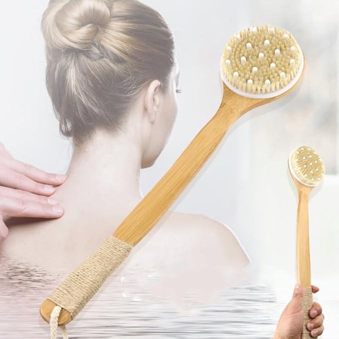 PACKOVE Back Scrubber for Shower, Dry Brushing Body Brush Exfoliating Body Scrubber Long Handle Back Scrubber Body Exfoliator for Women Men