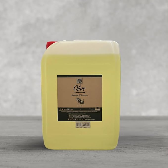 1.3-Gallon Each Bulk Shampoo, Shower Gel, Conditioner & Body Lotion Set – Olive Blossom Essence, Premium Ingredients, Made in Turkey – Ideal for Hotels, Rentals, Spas, Salons & Homes