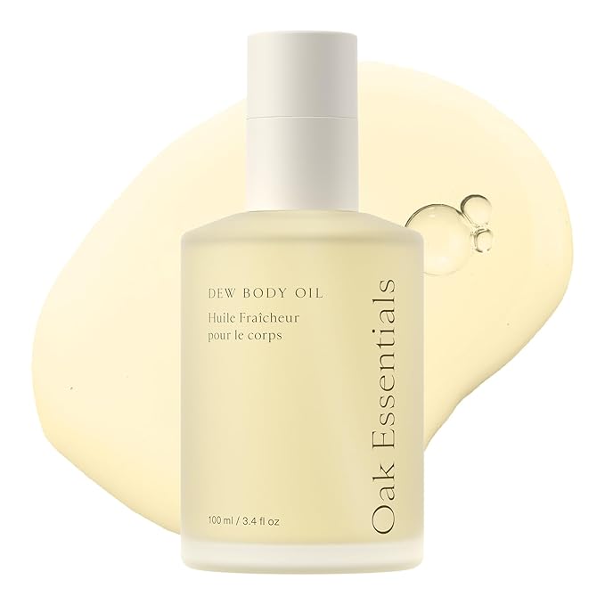 Oak Essentials Dew Body Oil | Nourishing Daily Body Oil for Radiant, Supple Skin with Borage Seed Oil, Cedarwood, and Sweet Almond Oil, 3.4 Fl Oz