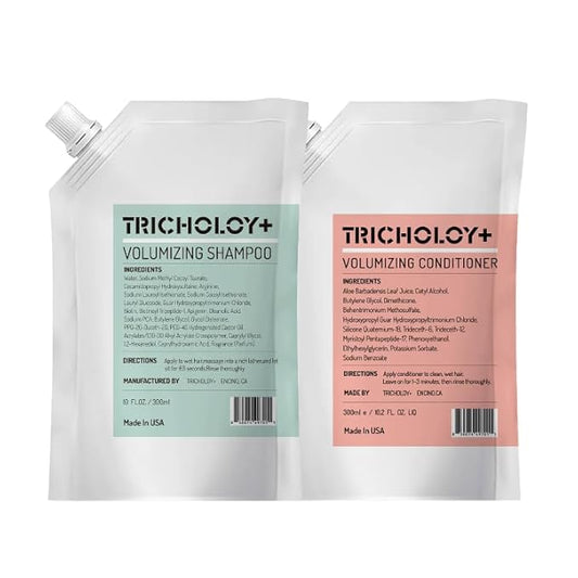 Tricholoy+ Volumizing & Thickening Shampoo & Conditioner Set – Biotin Root‑Lift Formula for Fine/Limp Hair | Fuller Hair | Oil Control | Scalp Nourishment - 10 fl oz