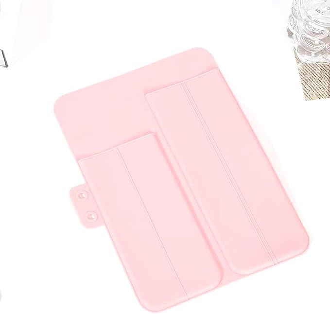 Heat Resistant Silicone Mat Travel Case Portable Travel Mat Cover for Hair Straightener, Flat Iron and Hot Hair Styling Tools (Pink)