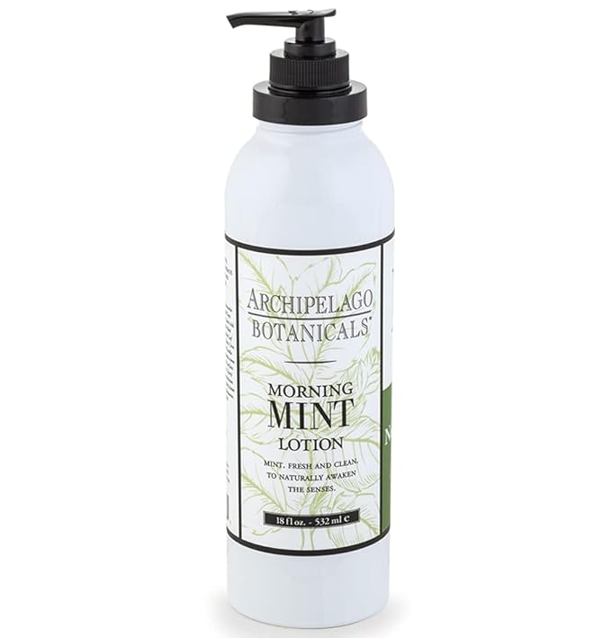 Archipelago Botanicals Morning Mint Lotion, Mint Moisturizing Body Lotion for Sensitive Skin, Paraben-Free, Phthalate-Free, GMO-Free, 18 oz