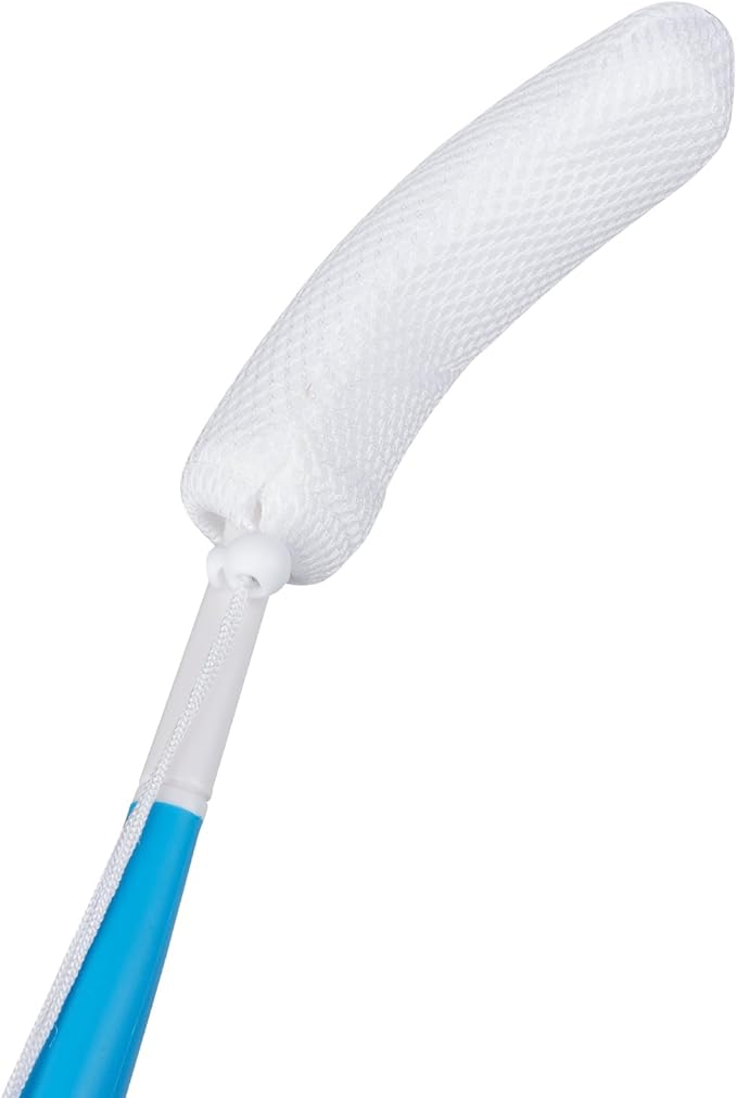 15.35" Curved Bath Body Brush Anti-Slip Long Handle Sponge Shower Back Brush for Elderly Pregnant People