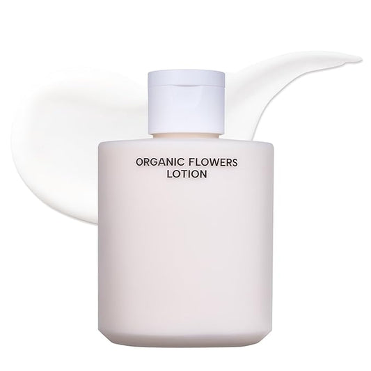 Whamisa Organic Flowers Lotion Double Rich, 95.2% Organic, Waterless Formula, Fermented Postbiotic for Deep Hydration & Soothing, Moisturizing (200ml)