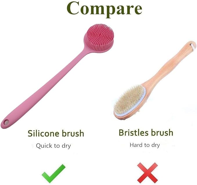 Silicone Body Scrubber, Long Handle Back Scrubber for Shower, Silicone Body Brush Shower Scrubber for Body, Shower Srush Back Brush Body Exfoliator
