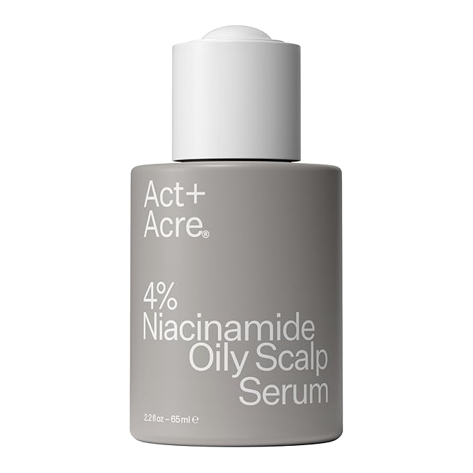 Act+Acre Cold Processed 4% Niacinamide Oily Scalp Serum | Reduces Oil & Odor | Fermented Green Tea + Astragalus | Extends Time Between Washes | Vegan, Fragrance-Free | 2.2 Fl Oz