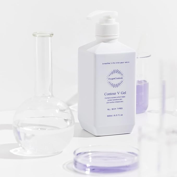 OxygenCeuticals Contour V Gel – Premium Azulene Calming Gel Serum with Sodium Guaiazulene Sulfonate, Centella & Herbal Extracts, Soothing & Hydrating Care for Sensitive Skin. 16.9 fl.oz (500ml)