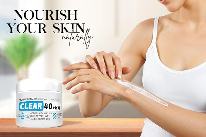 Urea 40% + 1% Hyaluronic Acid (4oz) | Softens Cracked Heels & Dry Skin Urea Cream 40 Percent for Feet Maximum Strength - Infused w/ Tea Tree & Coconut Oil | Callus & Corn Treatment | Made in USA