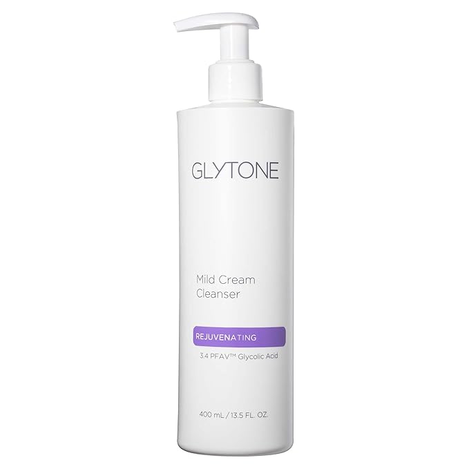 Glytone Mild Cream Cleanser | Exfoliate & Moisturize with 3.4 Free Acid Value Glycolic Acid & Glycerin | Face Wash for Women Removes Makeup & Oil | Face Cleanser for Dry Skin | 13.5 Fl oz.