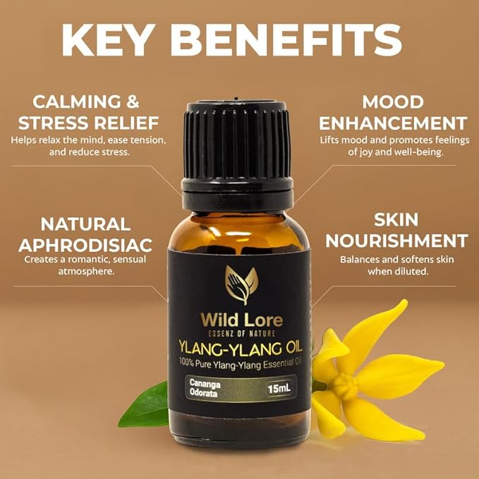 Ylang Ylang Essential Oil – 100% Pure & Natural, Sweet Floral Scent for Relaxation, Mood Support, Skin Care, Aromatherapy, Massage & Diffuser Use – 15 mL, Pack of 2