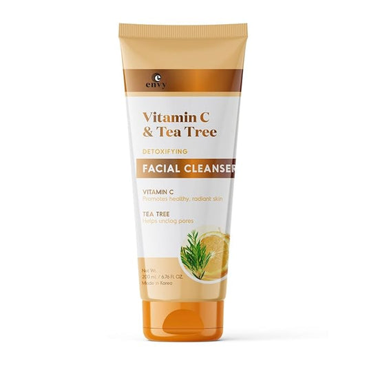 Envy Facial Cleanser with Vitamin C & Tea Tree – Refreshing Gel Cleanser for Balanced, Radiant Skin – Gently Removes Impurities & Excess Oil – Dermatologist-Tested, Clean & Cruelty-Free – 6.76 oz